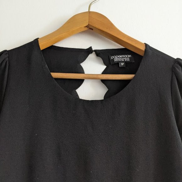 Papermoon Black Scalloped Layered Blouse Size SP - Picture 4 of 11